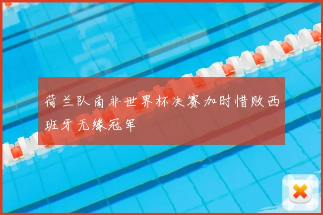 荷兰队南非世界杯决赛加时惜败西班牙无缘冠军